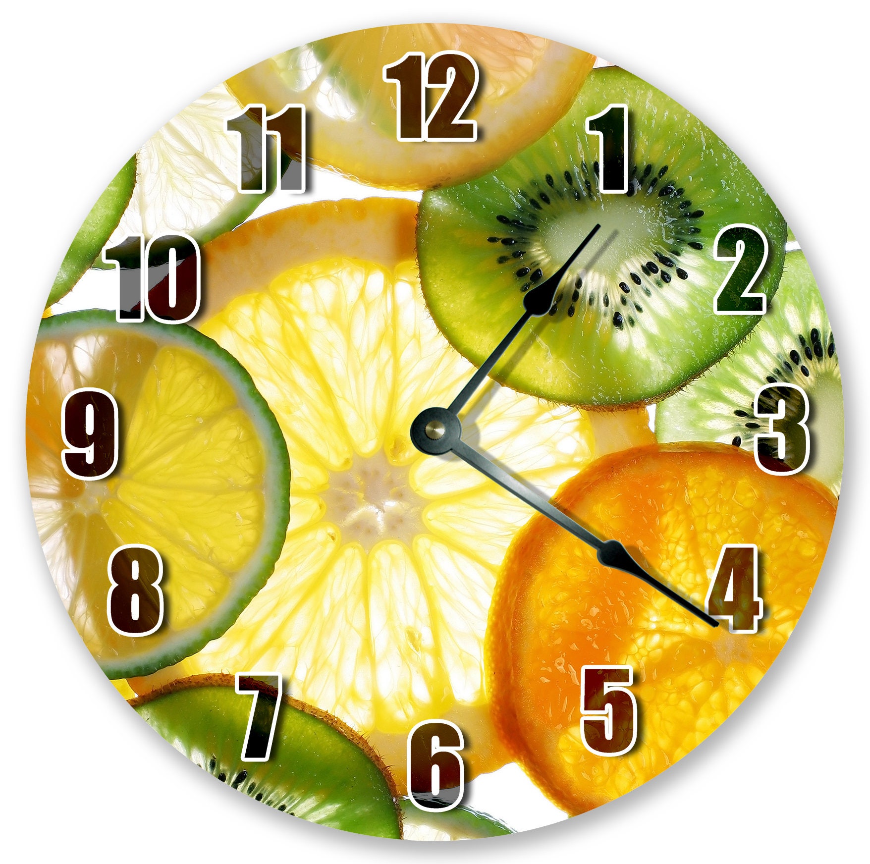 10.5 TRANSPARENT FRUITS Clock Kitchen Wall Clock Etsy