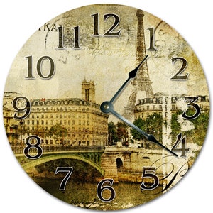 10.5&quot; Ancient PARIS Clock - Living Room Clock - Large 10.5&quot; Wall Clock - Home Décor Clock - 5253