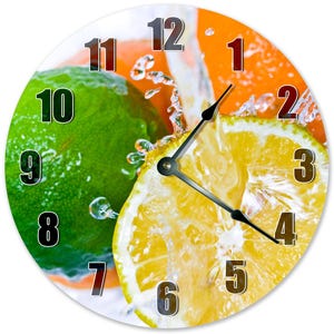 Lemon Lime Splash Clock: 10.5" Kitchen Wall Decor