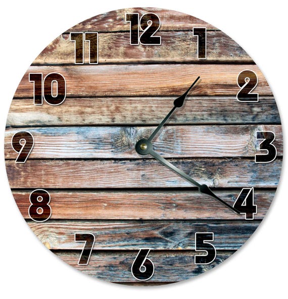 Horloge Murale Silencieuse 24 Pouces En Bois Rustique - Sans Tic-tac - Piles Non Incluses