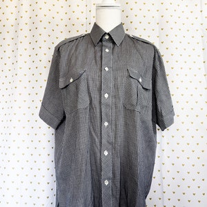 Hot Rod - Vintage 1950s 1960s Men&#39;s Black & White Gingham Button Rockabilly Shirt D&#39;Avila Size L/XL