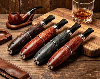 Aangepaste houten torpedo-tabakspijp met kogelvorm – creatieve massief houten pijp – Vaderdagcadeau voor hem – graveerbaar