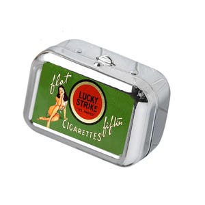 lucky strike cigarette promotional ashtrays 1920s Vintage 1960's Cigarettes Handheld Metal Pocket Ashtray w/Box Vintage 1920s Lucky Strike Cigarettes