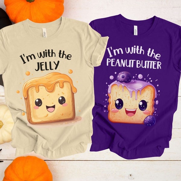 Halloween Couples Costume shirts, PB and Jelly costume, Funny Best Friends costume, I'm with Jelly, I'm with Peanut Butter Funny food shirts