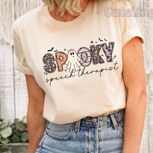 SLP Speech Therapist Halloween Shirt, Speech Language Pathologist Gift, Spooky Speech Therapist, Sign Language T-Shirt