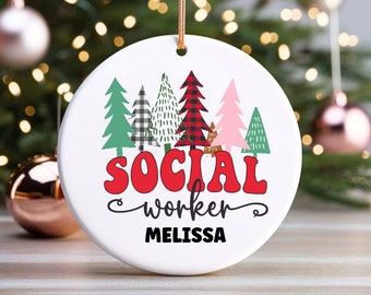 Christmas 2023 Ornament Holiday Gift Idea Personalized Social Worker Gift Exchange Social Work Gifts Office Staff Gifts