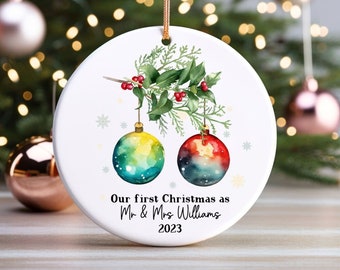 First Christmas Married Ornament Personalized Mr and Mrs 2023 Ornament Custom Married Christmas 2023 Ornament Wedding Keepsake Decoration