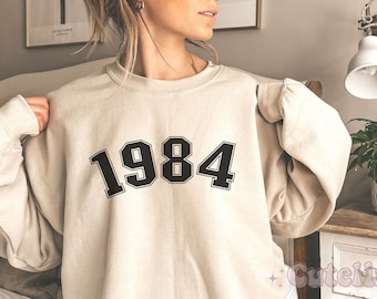 1984 Sweatshirt, 40th Birthday Sweatshirt, 1984 Birth Year Number Shirt for Women, Birthday Sweatshirt Gift 1984 Hoodie, 40th Birthday Shirt