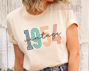 1954 Shirt, 70th Birthday Shirt, Retro 1954 Birth Year Number Shirt for Women, Birthday TShirt, Turning 70 Gift, 1954 Minimalist Shirts