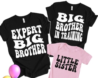 Siblings Shirt Set Big Brother Big Sister Little Sister Little Brother Oldest Middle Youngest Family Baby Announcement Pregnancy Reveal Tee