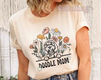 Doodle Mom Shirt, Wildflowers Doodle Mom Gift for Doodle Mama, Funny Doodle Owner Pocket Design Shirt, Golden Doodle, Gift for Her Dog Lover