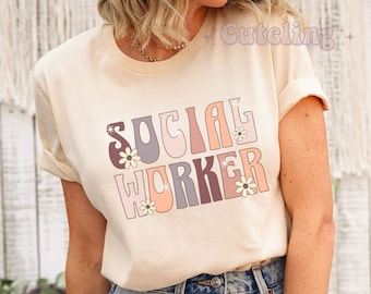 Camiseta de agradecimento ao assistente social, presente para assistente social, camiseta fofa de serviço social, camiseta para assistente social, presente para assistente social clínico licenciado (LCSW), camiseta para assistente social com mestrado (MSW), presentes para recém-formados