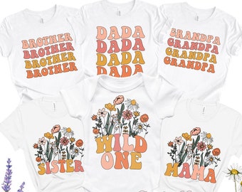 Wild One Birthday Shirt Wildflower Family Shirts Vintage Wildflower Baby Bodysuit  Boho Girls Tee Wild Flower First Birthday Outfit Tshirt