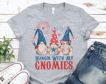 American Gnome shirt, Hanging With My Gnomies 4th of July Celebration t-shirt, Matching family, Independence Day BBQ, Patriotic gnomes