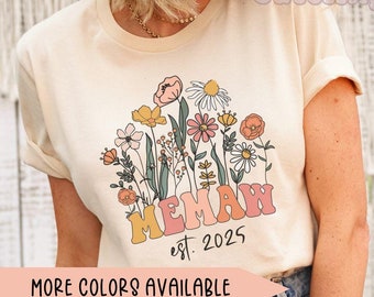 Memaw Shirt, Wildflowers Grandma Shirt, Memaw Est 2026, Gift for New Grandmother, Pregnancy Announcement Grannie Nana Gammy Baby Reveal Gift