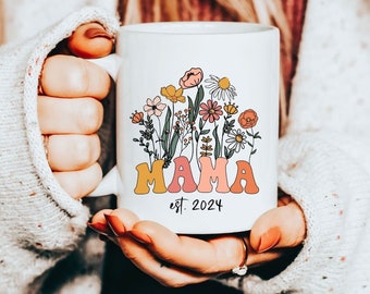 Custom Mama Mug, Mom Est 2024, Mother's Day Coffee Mug, Mothers Day Gift for New Mom Gift, Baby Shower Gift, Pregnancy Gift