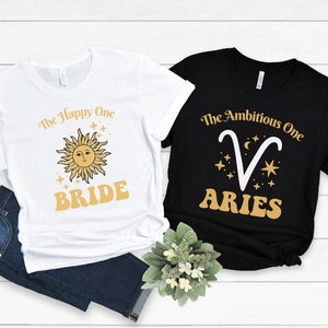 Celestial Bachelorette party shirts, Zodiac sign Bachelorette T-shirt, Zodiac Bridesmaid tees, Mythic Gothic Witchy Bride