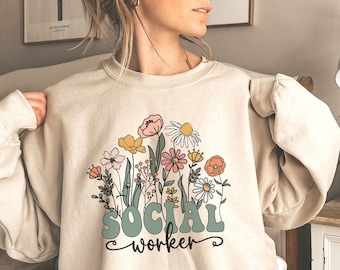 Schulsozialarbeiter Sweatshirt, Sozialarbeiter Sweats, SchulSozialarbeiter Geschenke, Sozialarbeiter Pullover, Wildblumen Shirt Geschenk