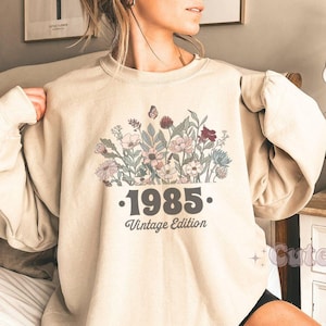 1985 Sweatshirt, 40th Birthday Sweatshirt, 1985 Birth Year Number Shirt for Women, Birthday Sweatshirt, Turning 40 Gift, 1985 vintage sweats