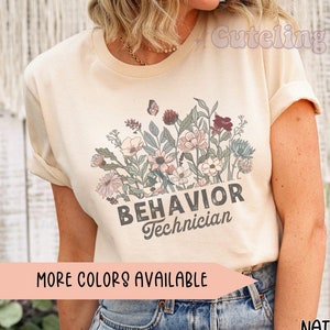 Behavior Technician Shirt, Vintage Flowers Behavior Analyst Tee, Behavior Specialist Shirt, Behavior Therapist Shirt Therapy Gifts Plus Size