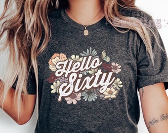 Camiseta Hello Sixty, Camiseta de aniversário de 60 anos, Camiseta de festa de 60 anos, Camiseta de aniversário de 60 anos, Camiseta de aniversário de 60 anos, Camiseta de aniversário de 60 anos, Aniversário de 1965