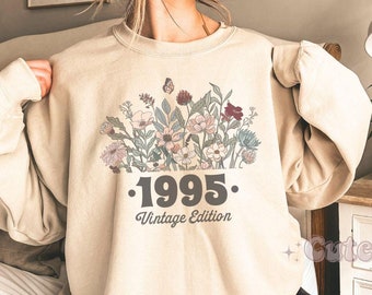 1995 Sweatshirt, 30th Birthday Sweatshirt, 1995 Birth Year Number Shirt for Women, Birthday Sweatshirt, Turning 30 Gift, 1995 vintage sweats