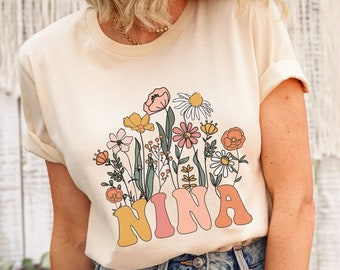Nina Shirt, Nina Proposal Gift, Custom Nina Shirt, Custom Godmother Gift, Hispanic Baptism Announcement, Wildflowers Nina TShirt Auntie Gift