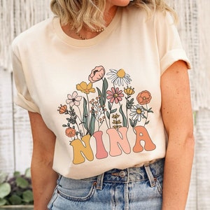 Nina Shirt, Nina Proposal Gift, Custom Nina Shirt, Custom Godmother Gift, Hispanic Baptism Announcement, Wildflowers Nina TShirt Auntie Gift