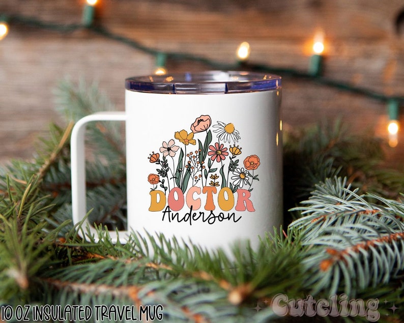 Custom Dr Mug, New Doctor Coffee Mug, Personalized Doctor Gift Mug, Doctor Name Mug, Gift for New Grad Medical Graduation Gift, PhD Gift Mug 10oz Insulated Mug