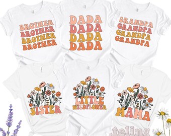 Little Wildflower Birthday Shirt, Matching Family Shirts Vintage Wildflower Baby Bodysuit Boho Girls Tee Wild Flower First Birthday Outfit