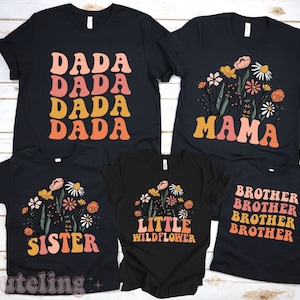 Little Wildflower Birthday Shirt, Matching Family Shirts Vintage Wildflower Baby Bodysuit Boho Girls Tee Wild Flower First Birthday Outfit