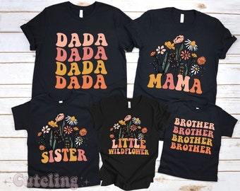 Little Wildflower Birthday Shirt, Matching Family Shirts Vintage Wildflower Baby Bodysuit Boho Girls Tee Wild Flower First Birthday Outfit