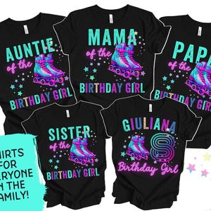 Roller Skate Party, Skate Birthday Shirt, 7th 8th 9th 10th 11th 12th Birthday Shirt for Girl, Matching Family shirts Roller Skating TShirt