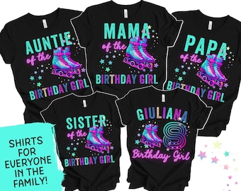 Roller Skate Party, Skate Birthday Shirt, 7th 8th 9th 10th 11th 12th Birthday Shirt for Girl, Matching Family shirts Roller Skating TShirt