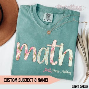 Math Teacher Shirt Comfort Colors® Teacher Shirt, Trendy Back to school Teacher Shirt, Personalized Teacher Appreciation Gift Custom Name