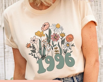 1956 Shirt, 70th Birthday Shirt, Wildflowers 1956 Birth Year Number Shirt for Women, Birthday TShirt, Turning 70 Gift, 1956 vintage shirts