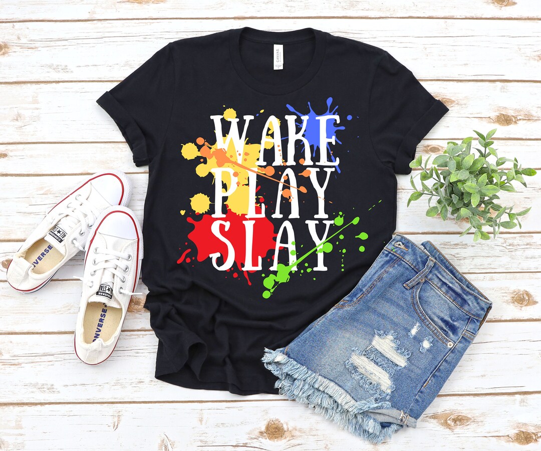 Paintball Tshirt Wake Play Slay Paintball Lover Gift Family Party Shirt