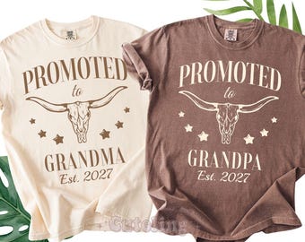 Camisetas personalizadas para abuelos, regalo para anunciar el embarazo, camisetas a juego para abuelos (desde 2027), abuelos primerizos.