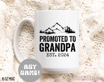 Custom Grandpa Mug, Promoted to Grandpa Est 2024 Mug, Pregnancy Reveal Gift New Grandpa Gift, Hiking Mug for Grandfather Pappi Baba FD-104