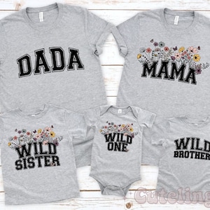 Wild One Birthday Shirt Wildflower Family Shirts Vintage Wildflower Baby Bodysuit  Boho Girls Tee Wild Flower First Birthday Outfit Tshirt