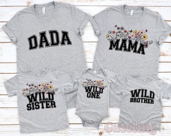 Wild One Birthday Shirt Wildflower Family Shirts Vintage Wildflower Baby Bodysuit  Boho Girls Tee Wild Flower First Birthday Outfit Tshirt