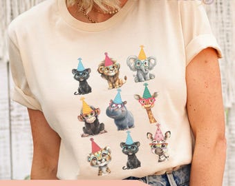Chemise fêtarde, chemise d'anniversaire jungle, chemise fêtarde anniversaire, t-shirt d'anniversaire du zoo safari, fête d'anniversaire à thème animal dans un zoo