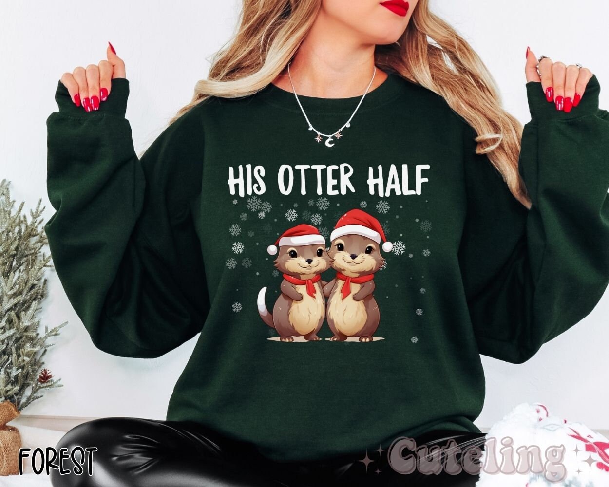 Weihnachts Sweatshirt Mit Otter Design - 'Rentier War Ausverkauft' Spruch