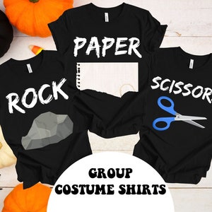 Halloween Group t-shirts, Funny matching costume shirts, Rock Paper Scissors game, Matching 3 sibling shirts, brother sister cousins Express
