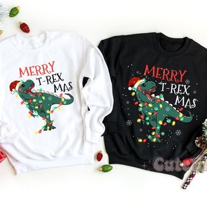 Dinosaur Christmas Sweatshirt, Matching Family Christmas sweaters, Merry Trexmas Shirts, TRex Christmas Dinosaur Sweaters, Holiday Sweaters
