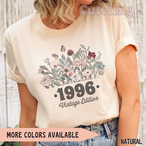 1996 Shirt, 30th Birthday Shirt, Flower 1996 Birth Year Number Shirt for Women, Birthday TShirt, Turning 30 Gift, 1996 plus size tops