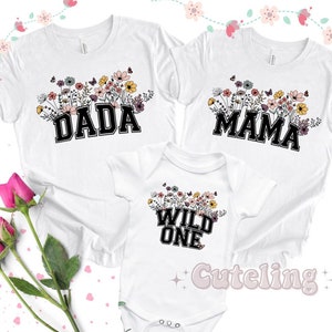 Wild One Birthday Shirt Wildflower Family Shirts Vintage Wildflower Baby Bodysuit  Boho Girls Tee Wild Flower First Birthday Outfit Tshirt