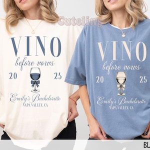 Magliette per addio al nubilato con vino, maglietta &quot;Vino prima dei voti&quot;, magliette personalizzate per addio al nubilato, magliette personalizzate per addio al nubilato in cantina, addio al nubilato in vigna