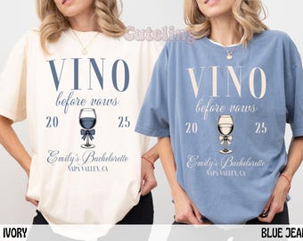 Wine Bachelorette Party Shirts, Vino Before Vows Shirt, Personalized Bach Tees, Custom Winery Bachelorette Shirts, Vineyard Bachelorette