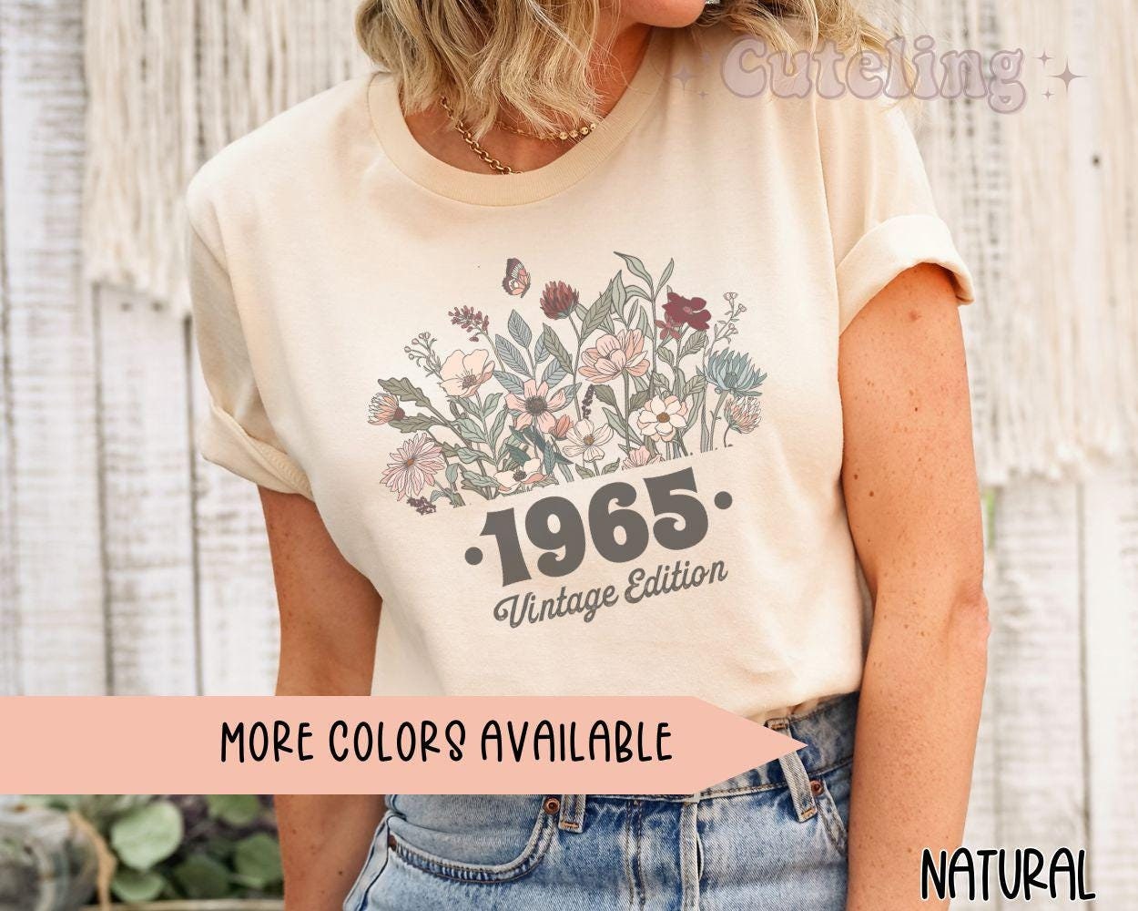 1965 Shirt, 60th Birthday Shirt, Flower 1965 Birth Year Number Shirt for Women, Birthday TShirt, Turning 60 Gift, 1965 plus size tops